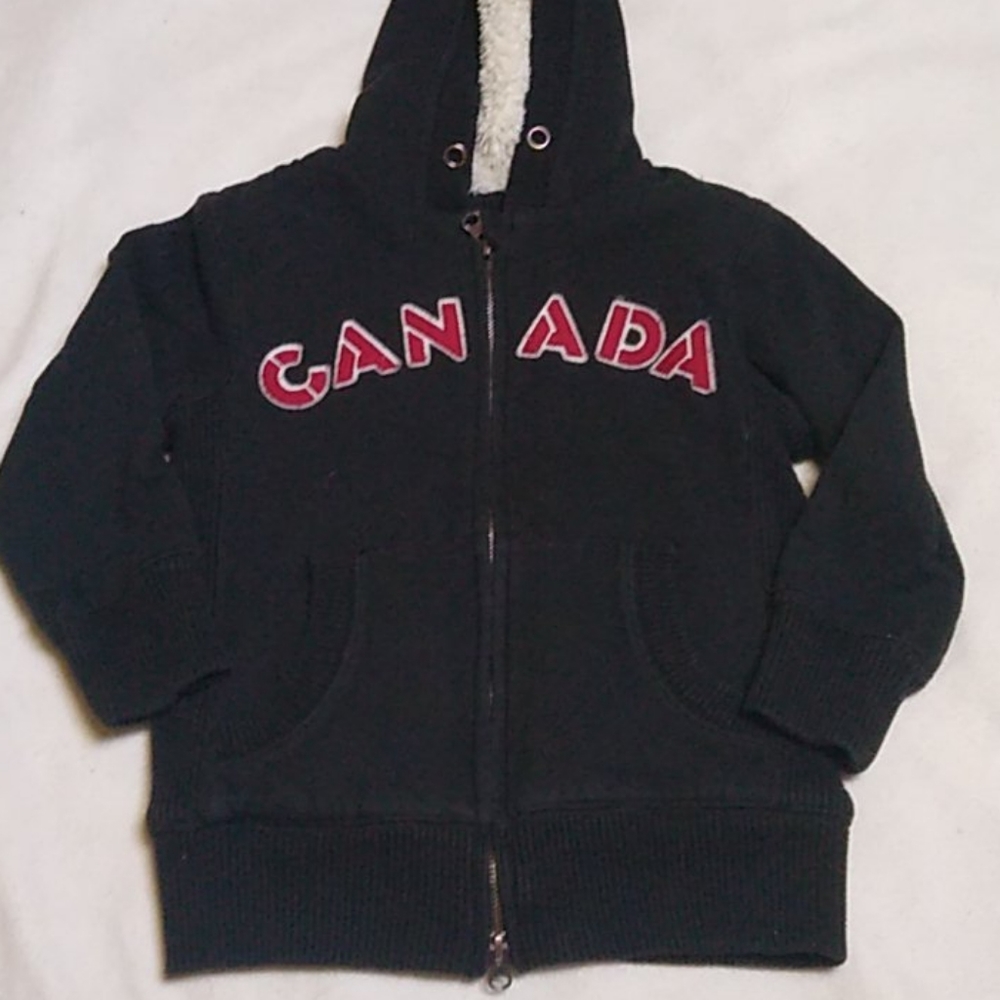 NBT Black CANADA Zip Hooded Jacket Size 4Y